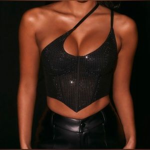Oh Polly Rain On Me Embellished Corset Crop Top - Never Worn